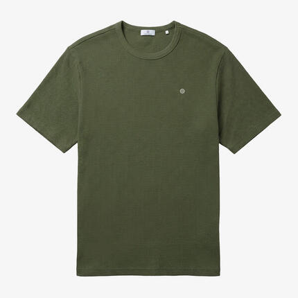 T-shirt col rond en coton gaufré Théo vert militaire
