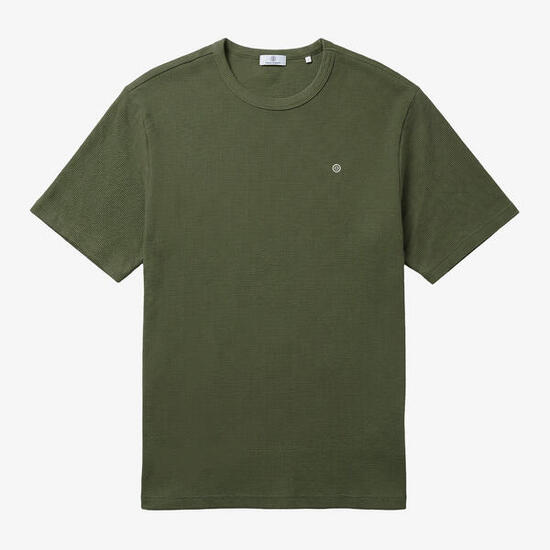 T-shirt girocollo in cotone goffrato Théo verde militare