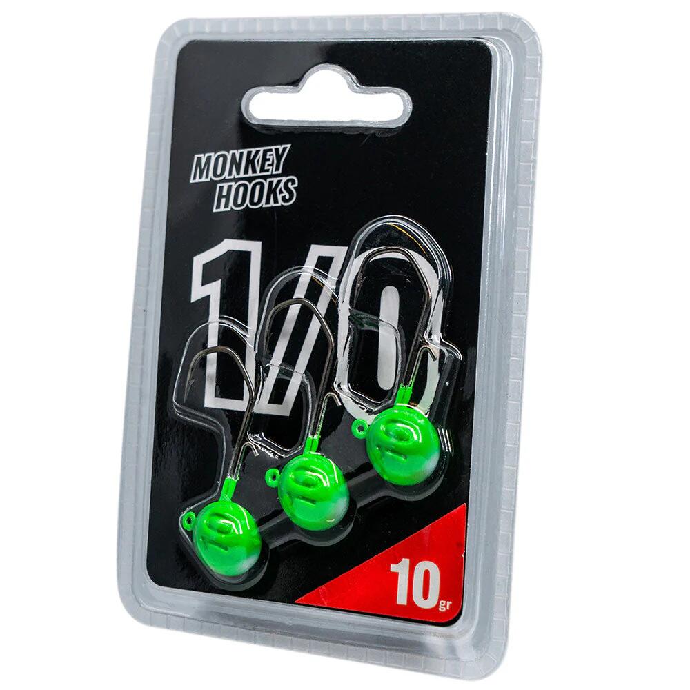 Tête plombée - Monkey Lures - Monkey Hooks (1/0) (7g, Green - White) 1/1