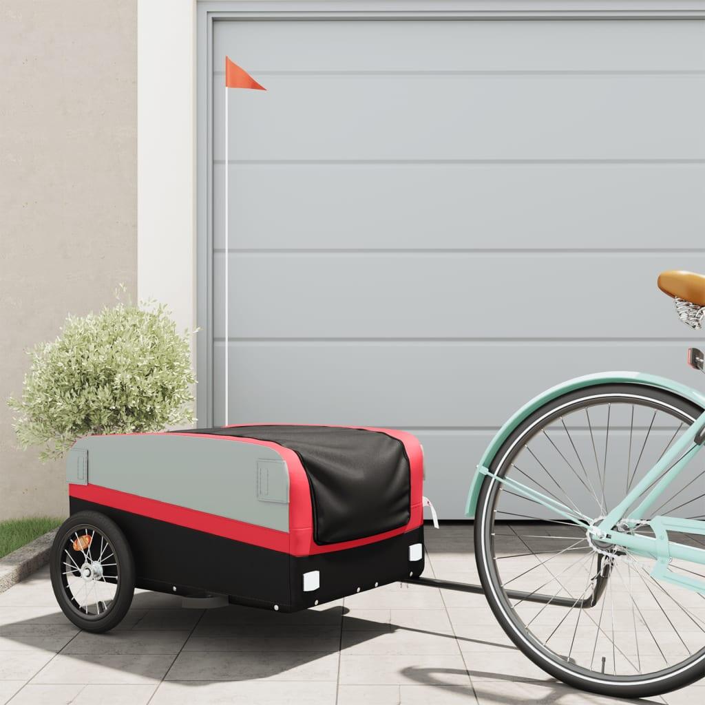 vidaXL Remorque vélo 45 kg fer noir/rouge 1/1