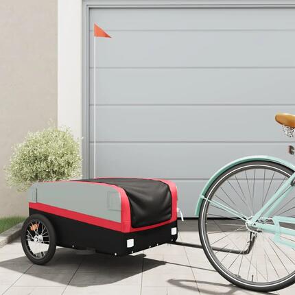 vidaXL Remorque vélo 45 kg fer noir/rouge