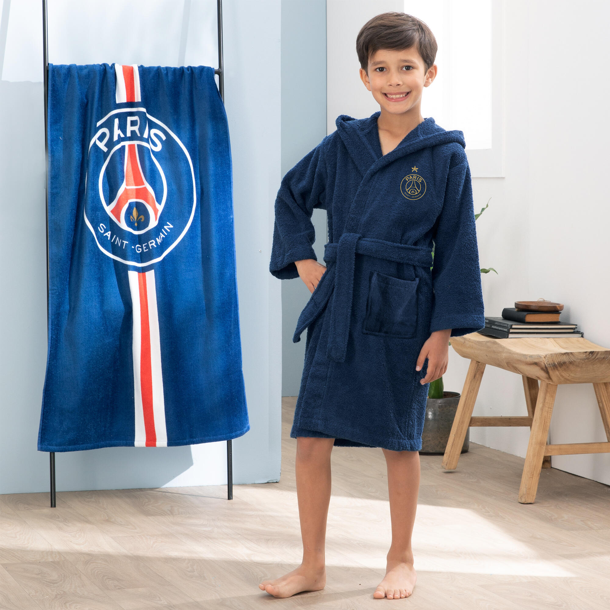 Peignoir de bain enfant 100% coton football Paris - Vainqueurs 3/5