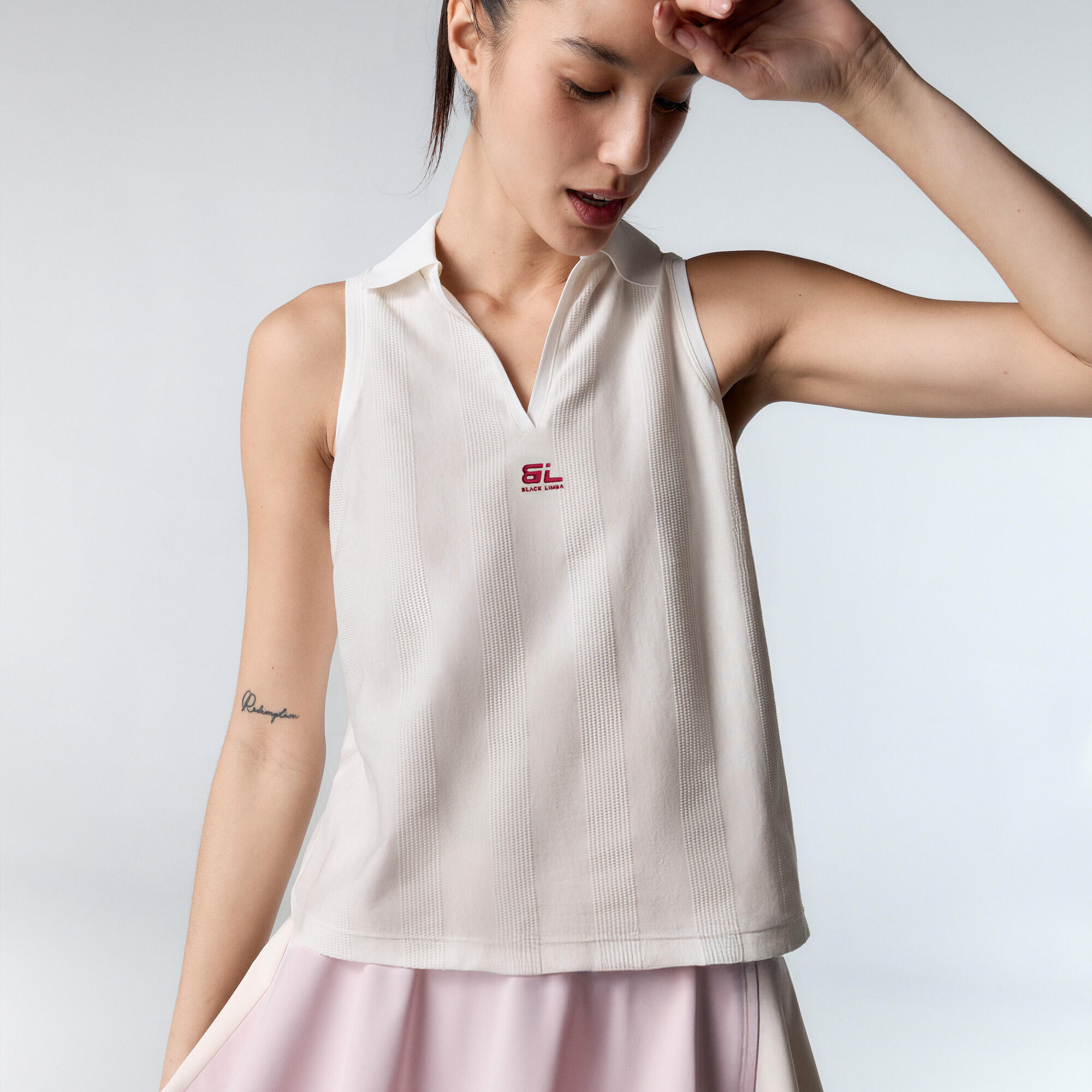 Camiseta polo sin mangas Betty Sujeción baja de mujer Black Limba Cream 4/5