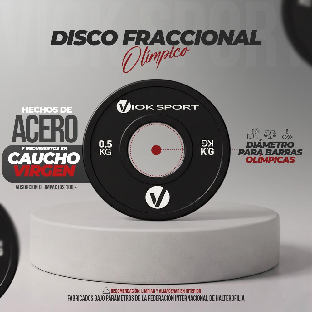 Disco fraccional halterofilia negro Viok Sport 0,5kg 2/2