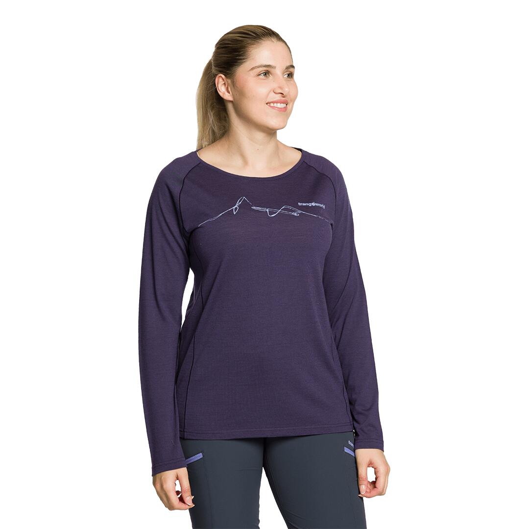 Camiseta manga larga para Mujer Trangoworld Meru Morado 2/4