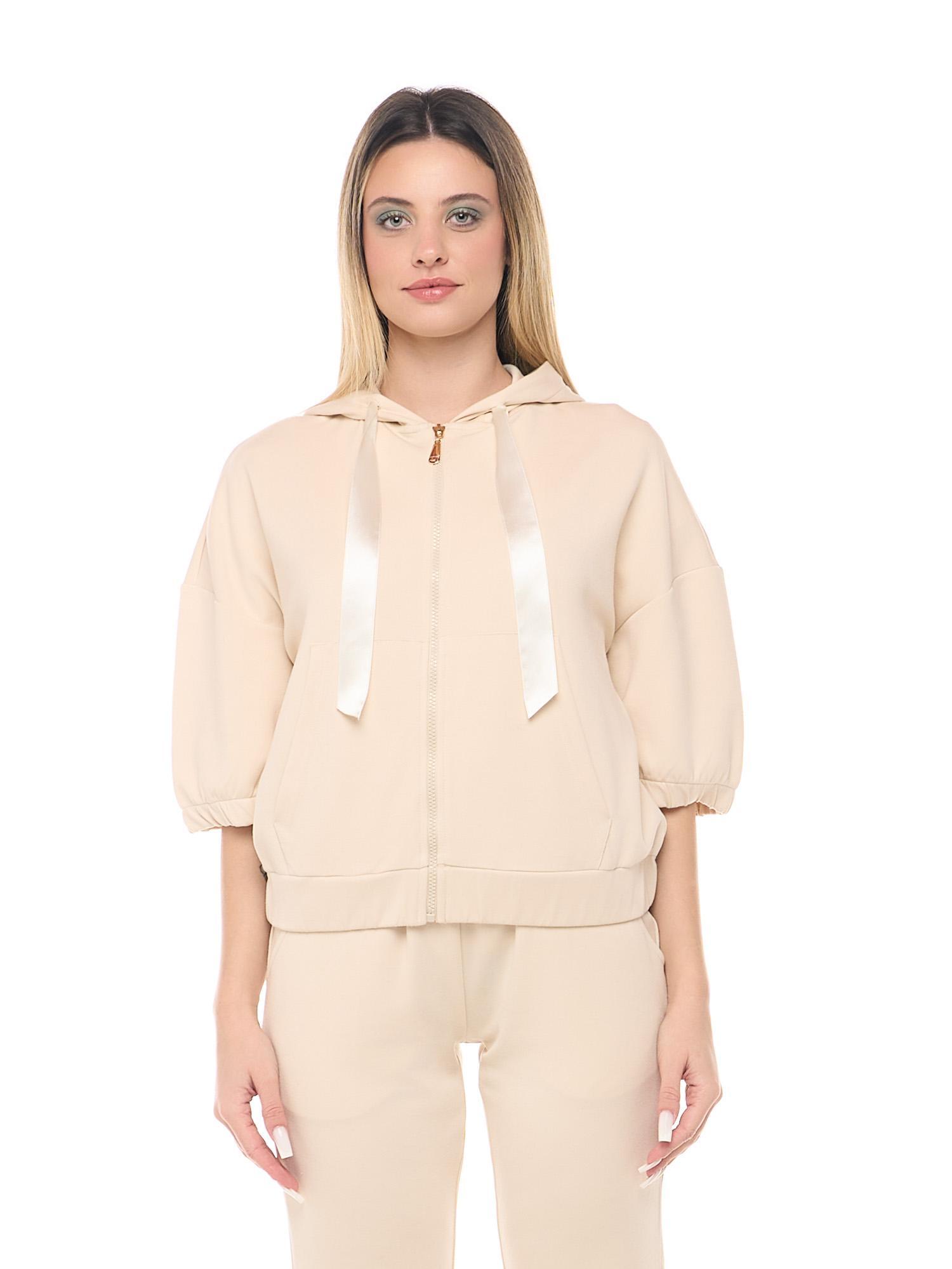 Felpa con cappuccio e zip manica a 3/4 non felpata Leone Chic Boxing 7/8