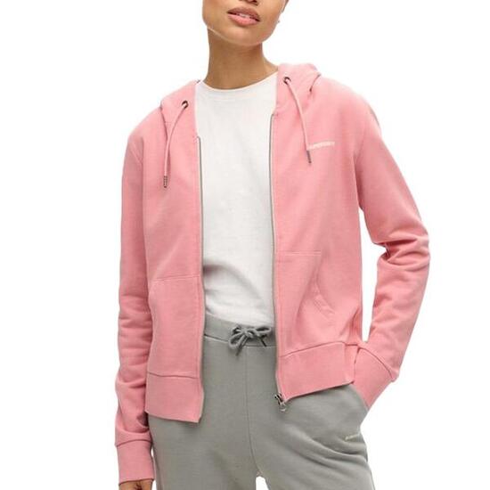 Felpa Donna Superdry con Cappuccio e Zip Bianca