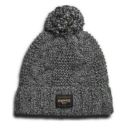 Bonnet Noir Chiné Femme Superdry Cable Knit Beanie