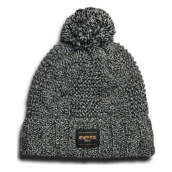 Bonnet Noir Chiné Femme Superdry Cable Knit Beanie