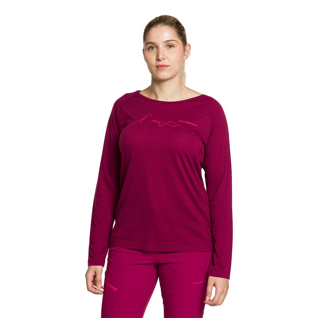 Camiseta manga larga para Mujer Trangoworld Meru Rojo 2/5