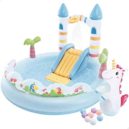 INTEX Centro de juegos hinchable castillo unicornio con tobogán