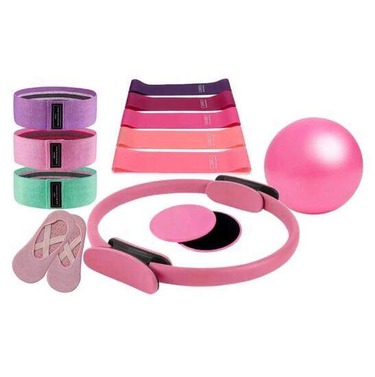 Kit complet Pilates fitness avec anneau, bandes, disques, balle et chaussettes