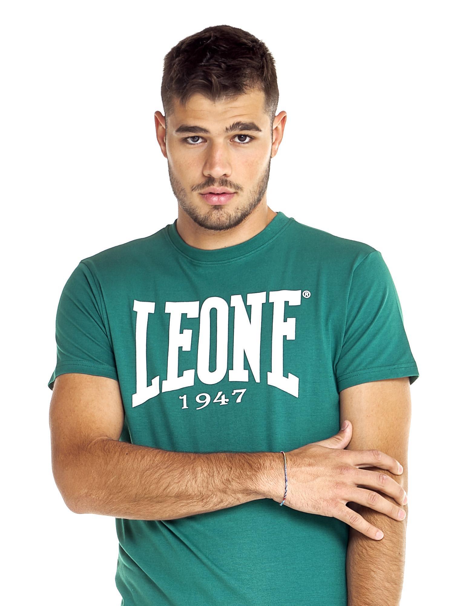 Stretch katoenen T-shirt met korte mouwen en groot Leone Basic-logo 5/5