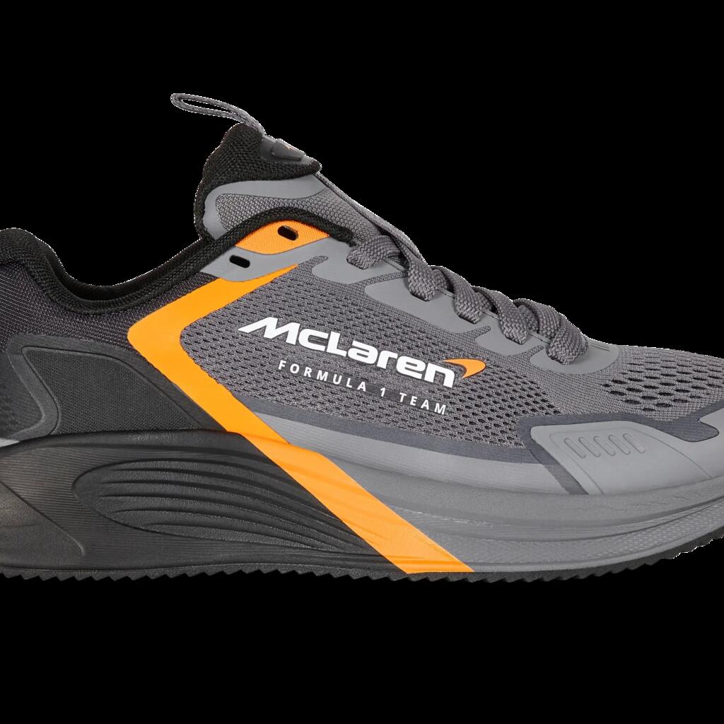 K-SWISS men’s running shoes, grey-black with papaya accents