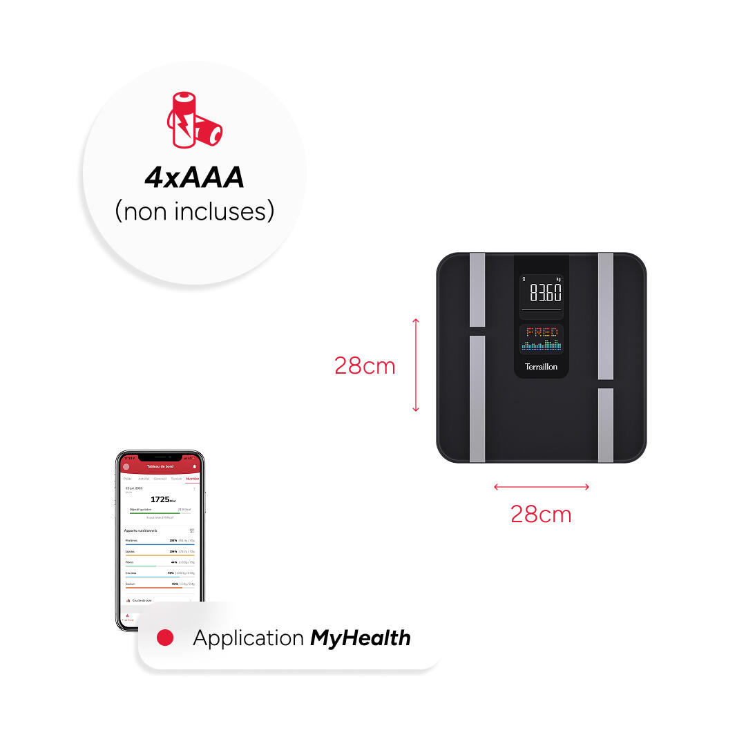 Pèse-personne connecté Bluetooth ,analyse des masses, écran couleur 6/7