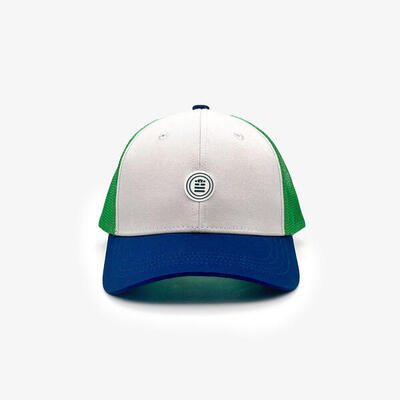 Cappellino trucker blu opale e verde