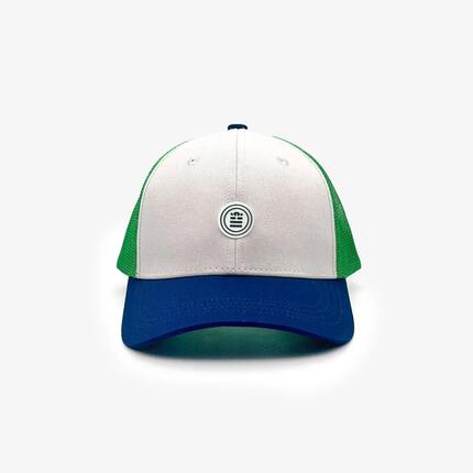 Truckercap in opaalblauw en groen