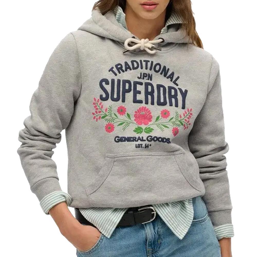 Sweat Gris Femme Superdry Lot 54 Hood 1/2