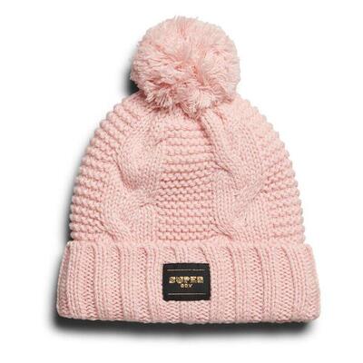 Superdry Berretto Donna Rosa a Maglia Grossa Treccia