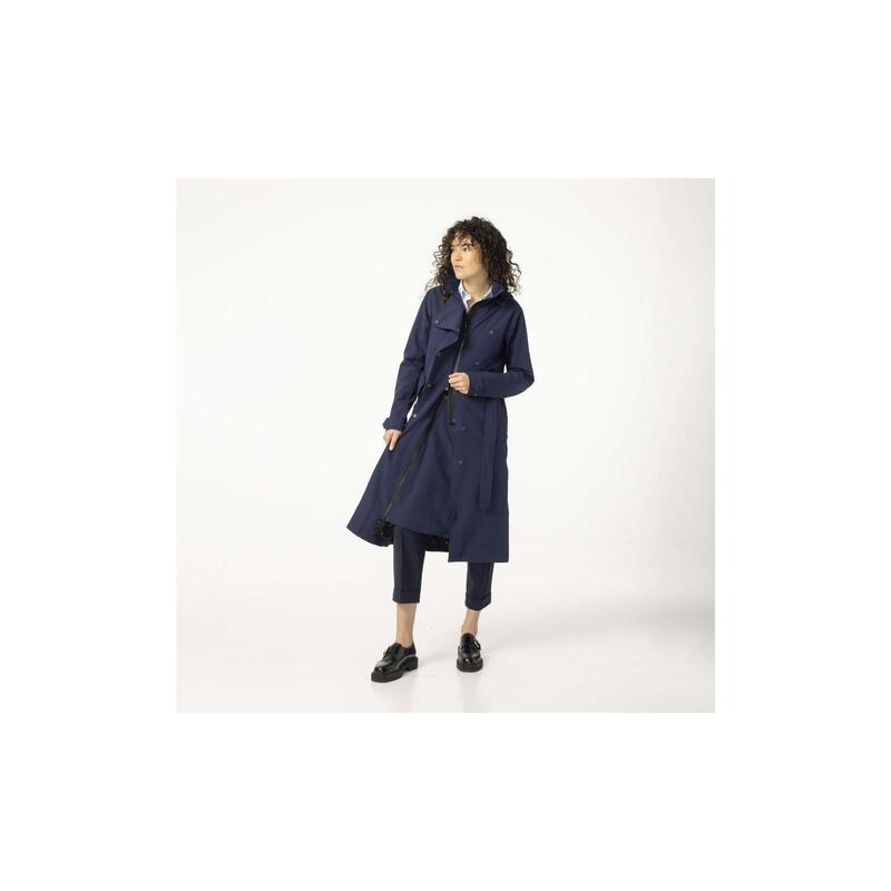 Geacă de ploaie lungă ciclism femei impermeabilă albastră Trench Coat
