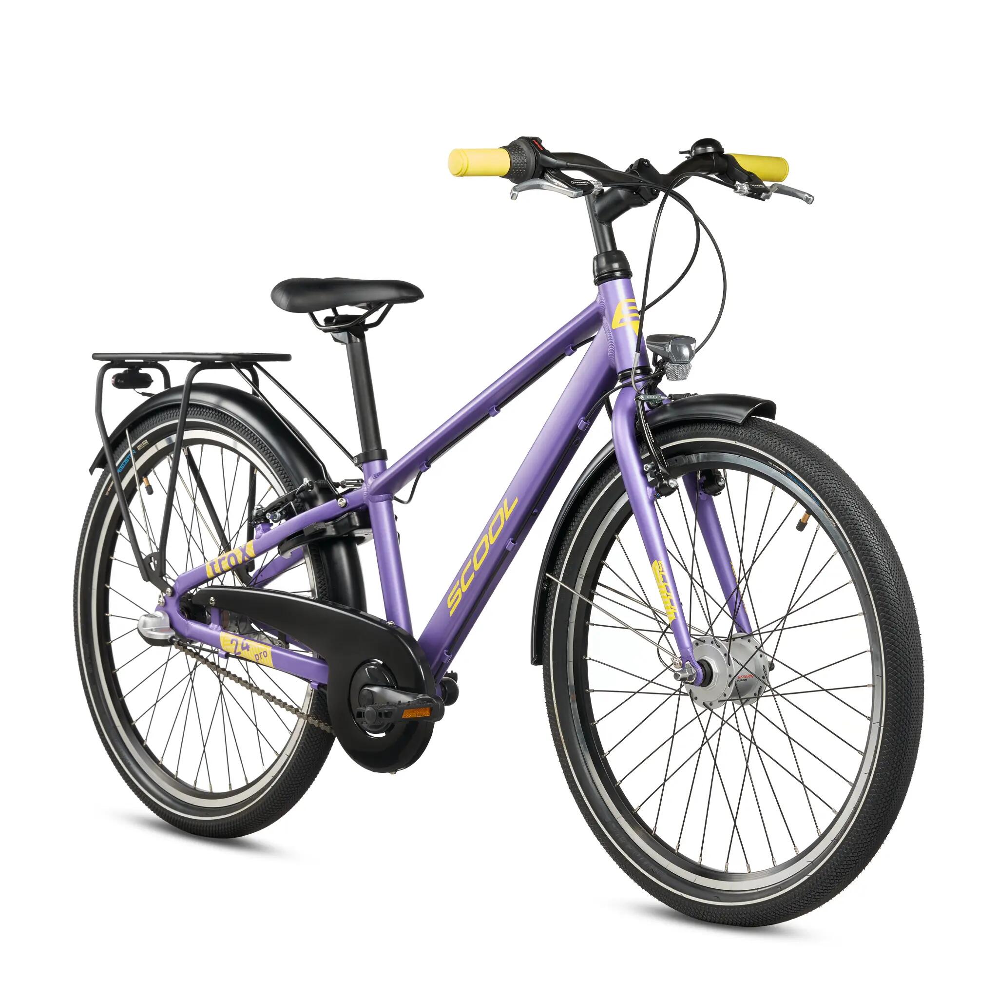 troX pro, 24 Zoll Kinderfahrrad, 3-Gang, Lila/Gelb, 130–145 cm 2/8
