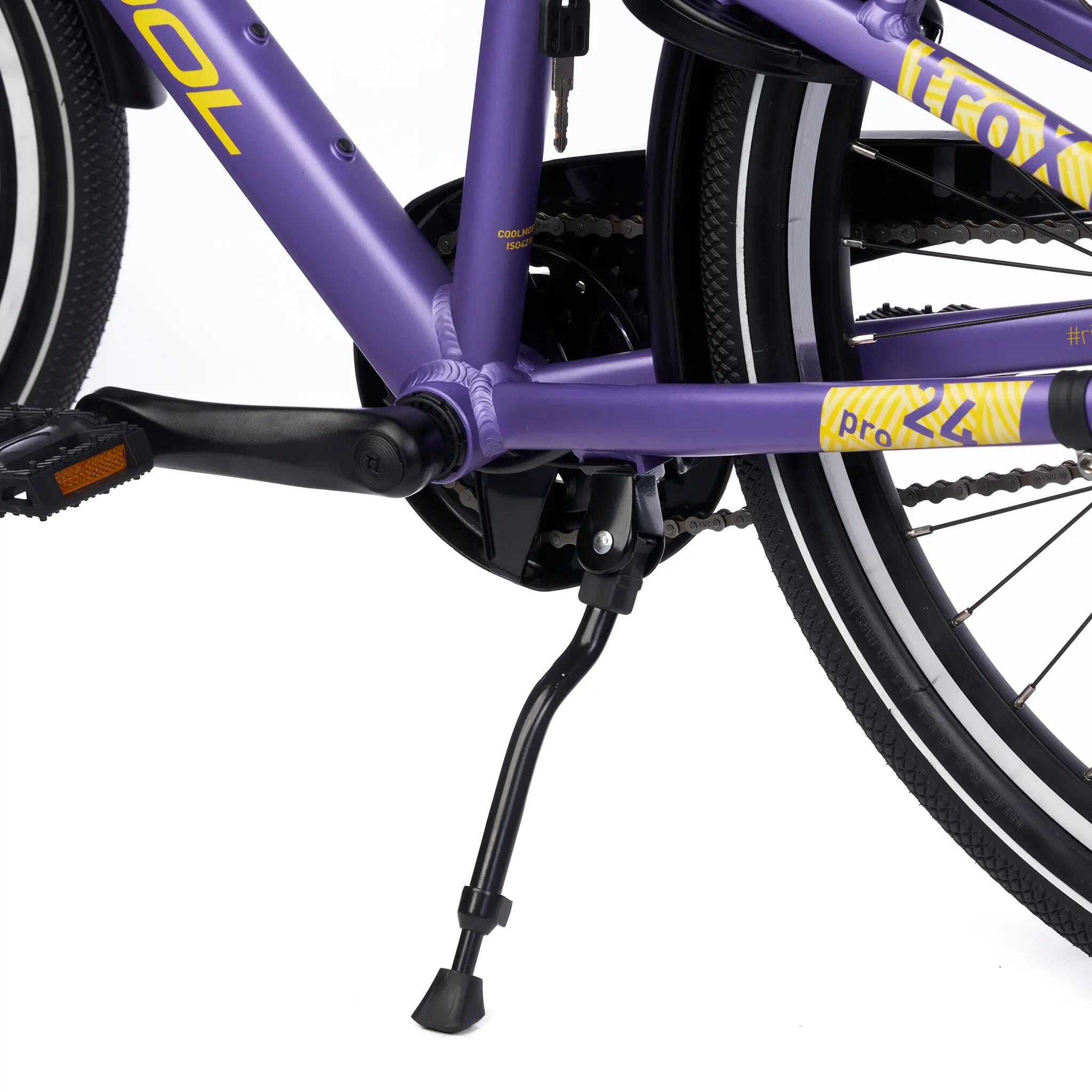 troX pro, 24 Zoll Kinderfahrrad, 3-Gang, Lila/Gelb, 130–145 cm 4/8
