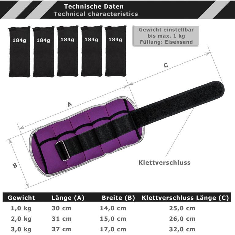 Fitness neoprenové zátěžové manžety reflexní MOVIT 5/7