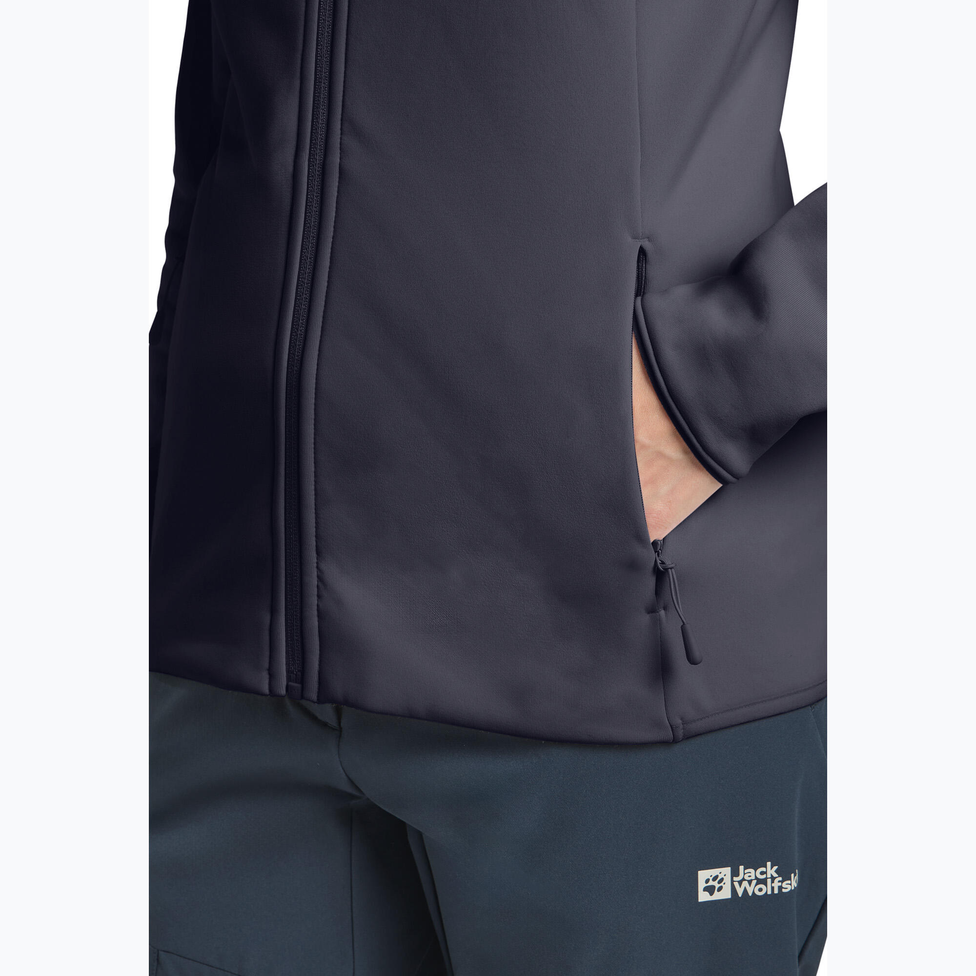Casaco feminino Jack Wolfskin Baiselberg com capuz e zíper completo 6/7