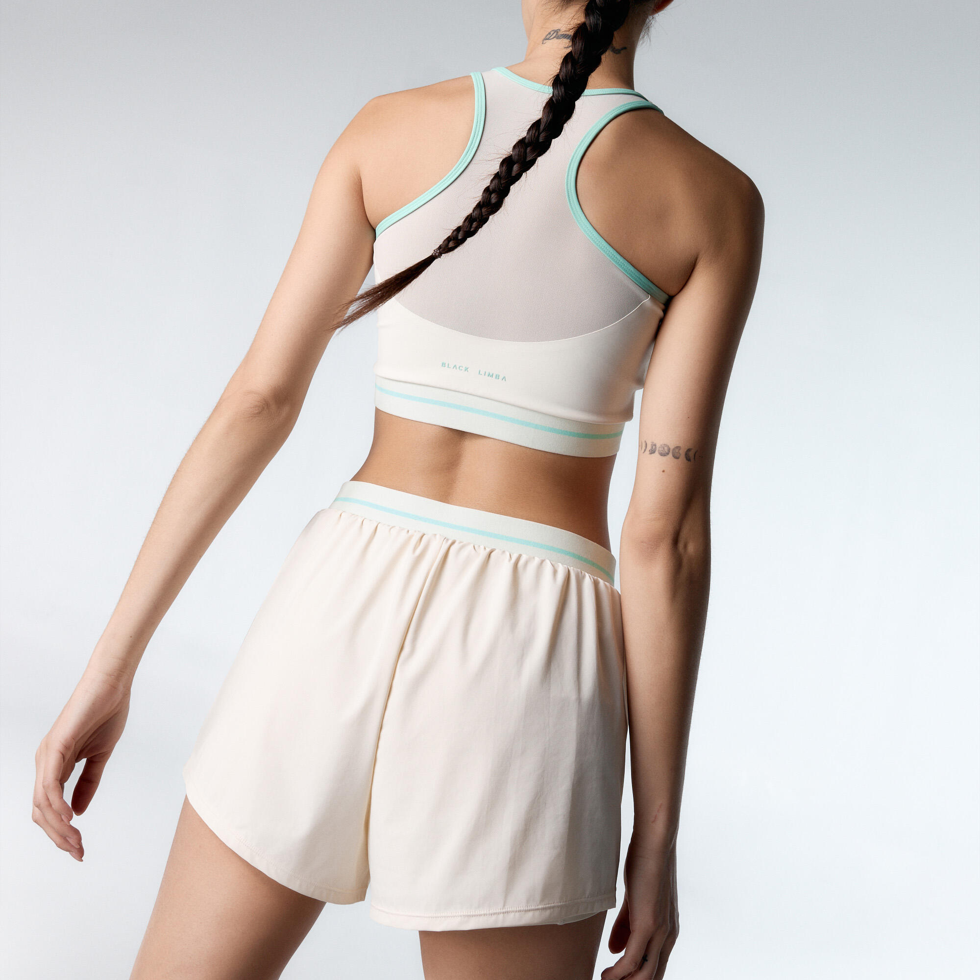 Short deportivo Tokio Sujeción alta de mujer Black Limba Cream 5/7