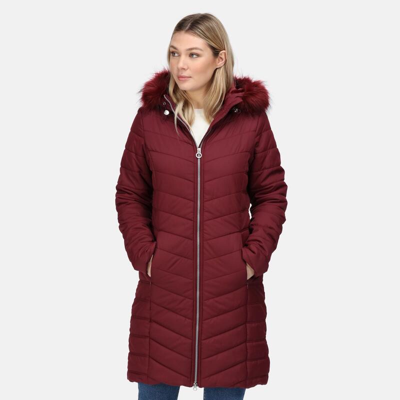 Fritha Women's Hiking Insulated Parka Jacket - Dark Red