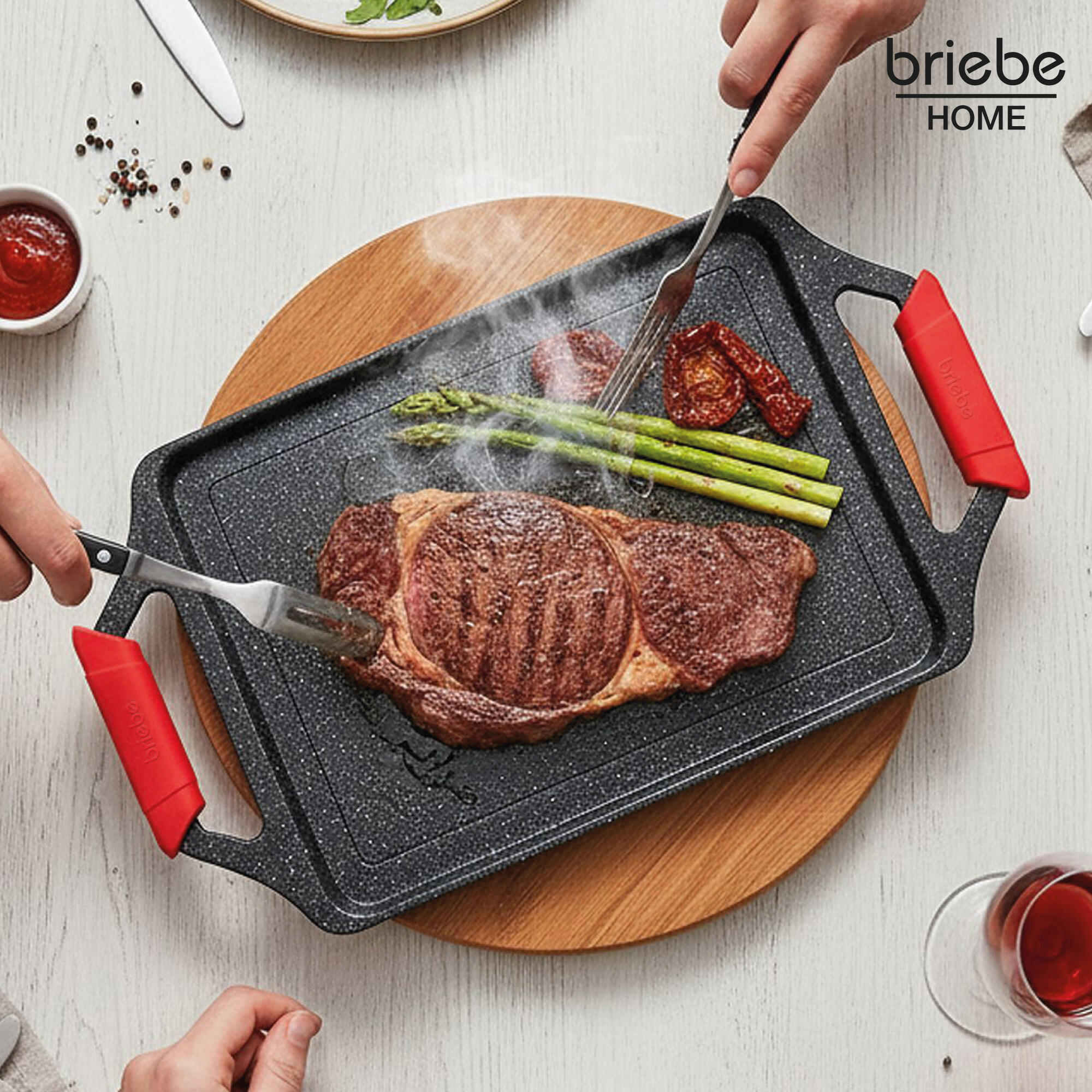 Grelhador para Cozinha Indução, Antiaderente Titânio sem PFOA, Alumínio 43x25cm 2/7