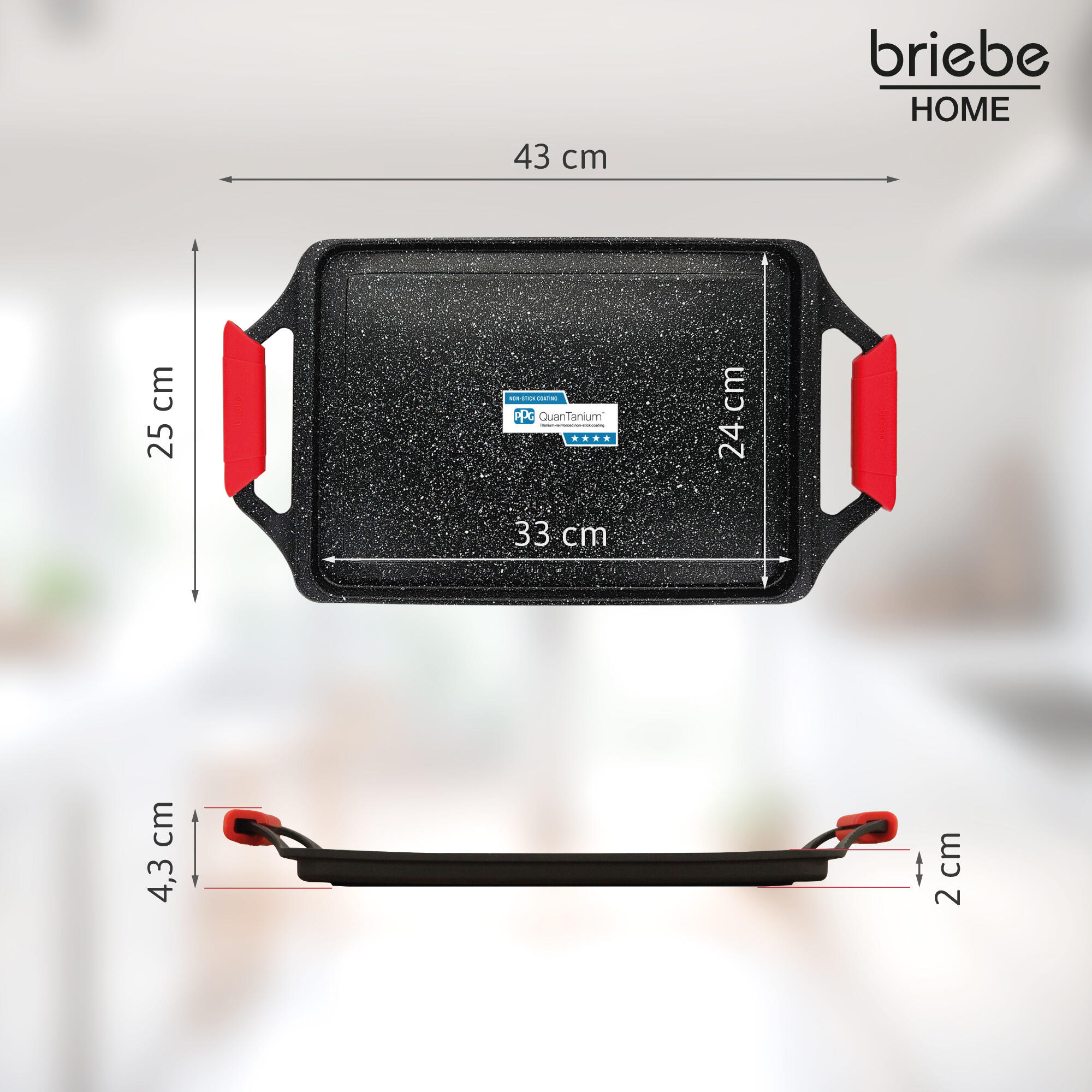 Grelhador para Cozinha Indução, Antiaderente Titânio sem PFOA, Alumínio 43x25cm 6/7