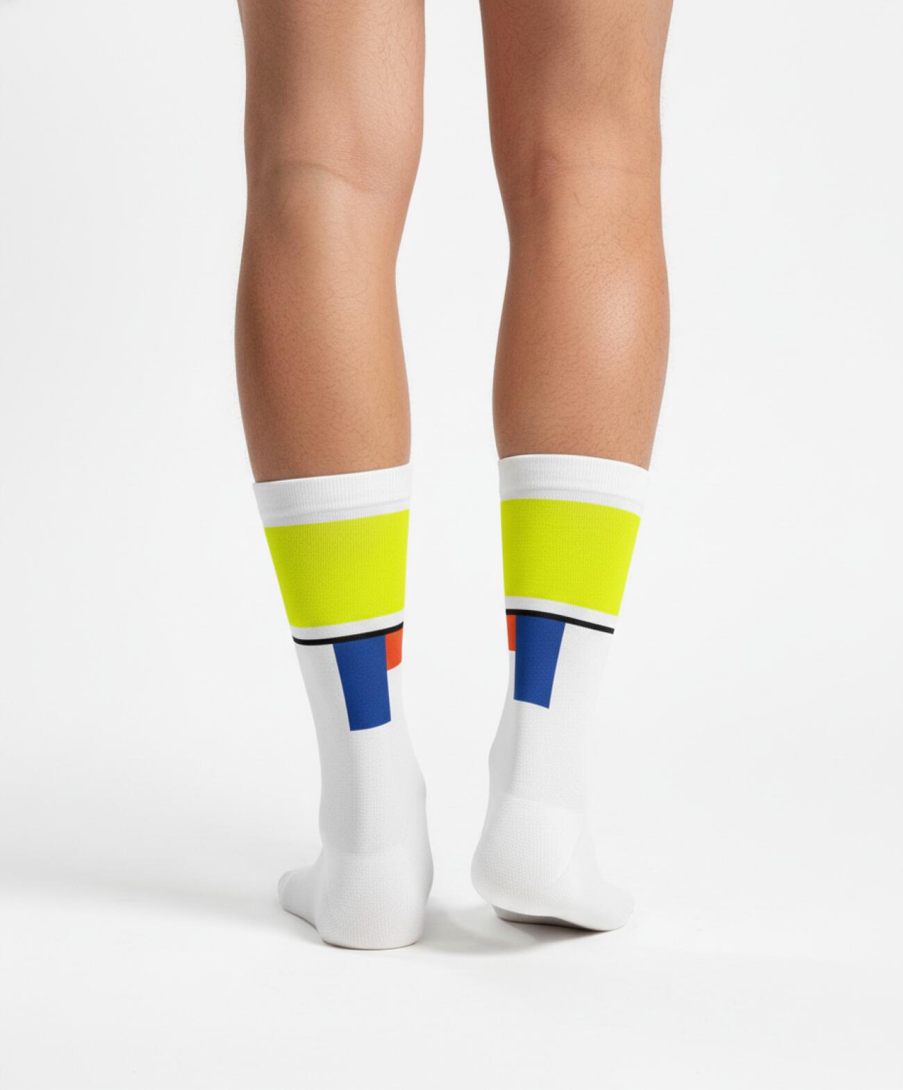 Calcetines de ciclismo azul neón amarillo, paquete de 3 2/5