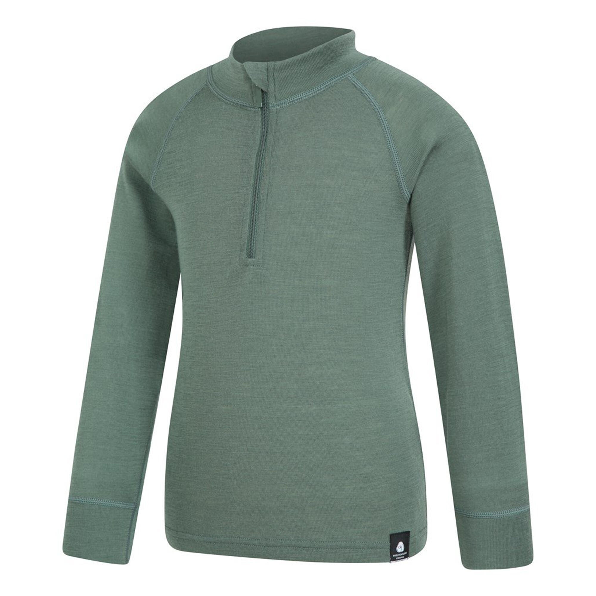 Maglietta Di Base Mezza Cerniera Bambini Mountain Warehouse Verde Kaki 3/4