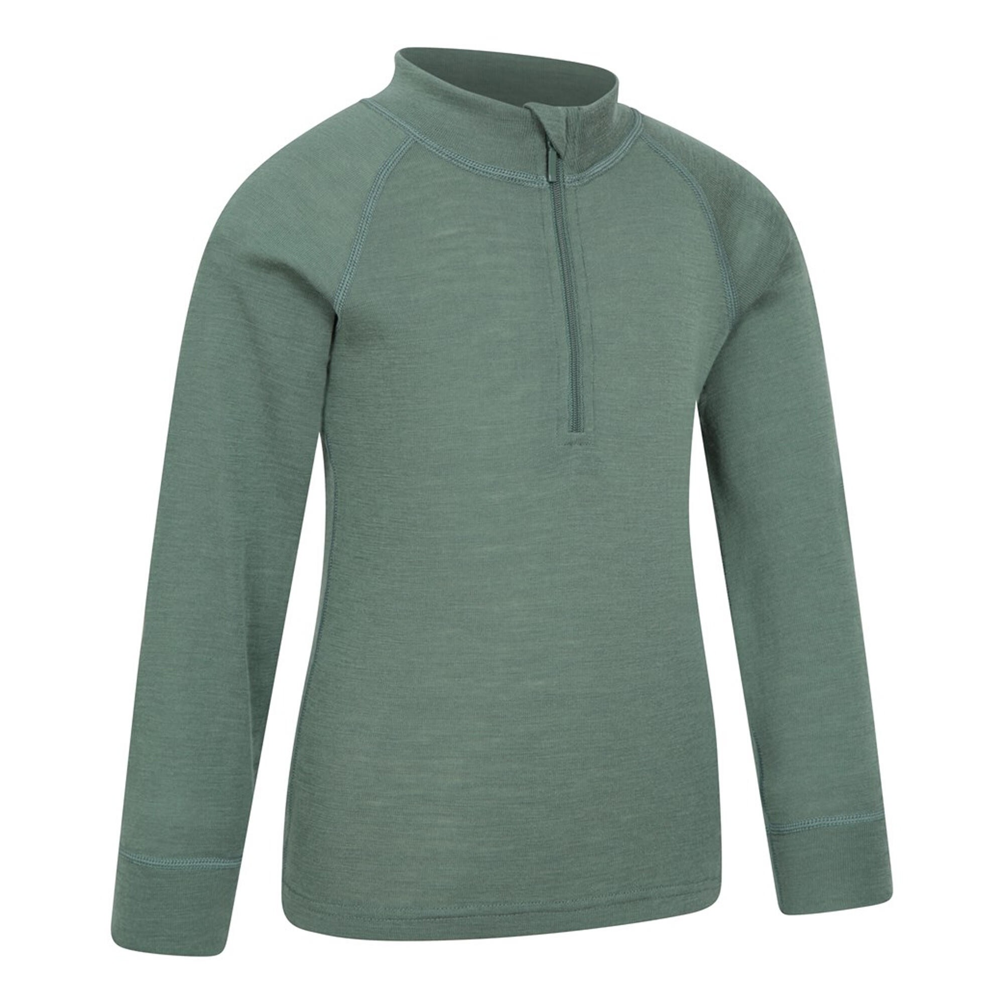 Maglietta Di Base Mezza Cerniera Bambini Mountain Warehouse Verde Kaki 4/4