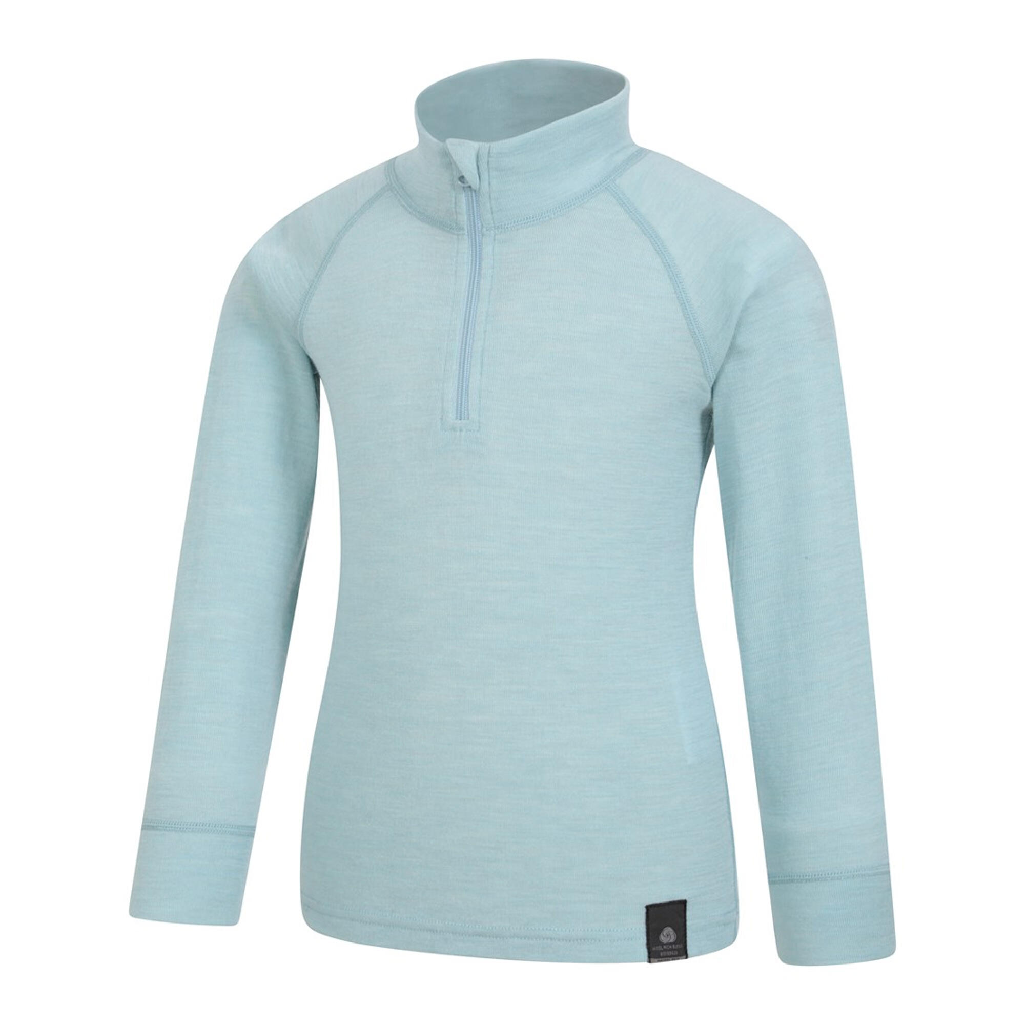 Maglietta Di Base Mezza Cerniera Bambini Mountain Warehouse Blu Pallido 3/4