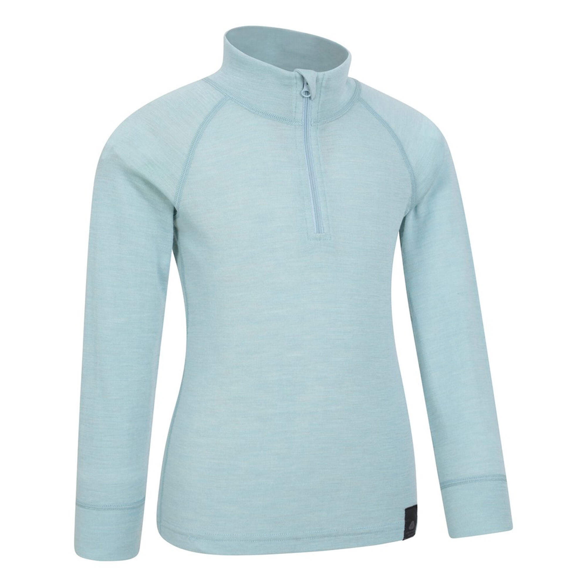 Maglietta Di Base Mezza Cerniera Bambini Mountain Warehouse Blu Pallido 4/4