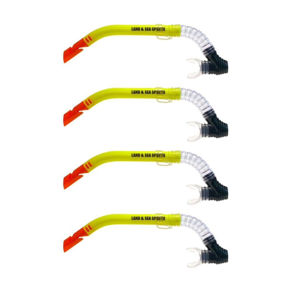 4PK Land & Sea Sports Clearwater Snorkel With Silicone Mouthpiece Yellow