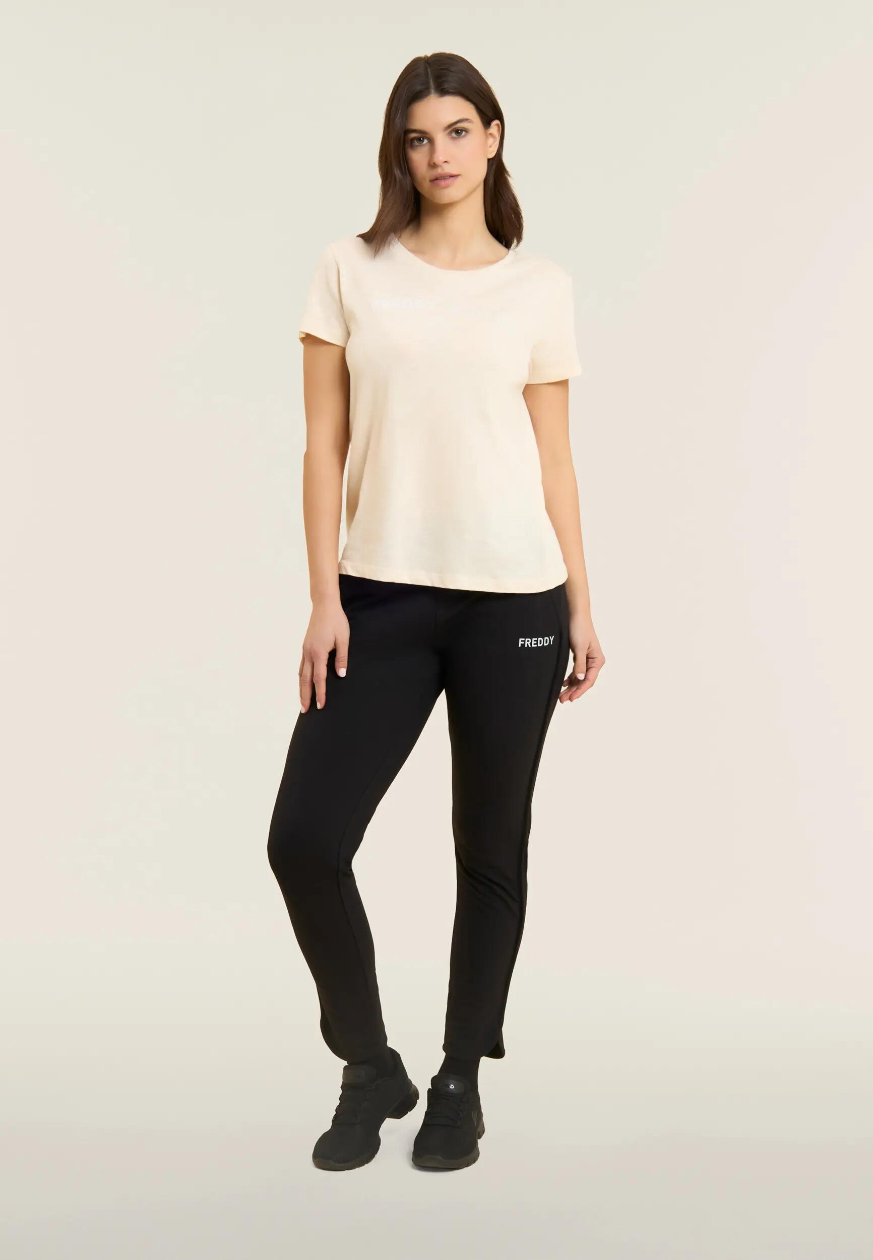 Pantalón 7/8 con bajo redondeado y cintura perfilada 5/7