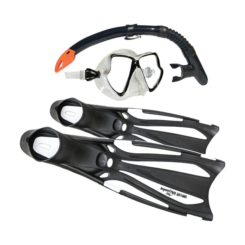 Land & Sea Sports Whitsunday Snorkelling Fins Goggles Set White
