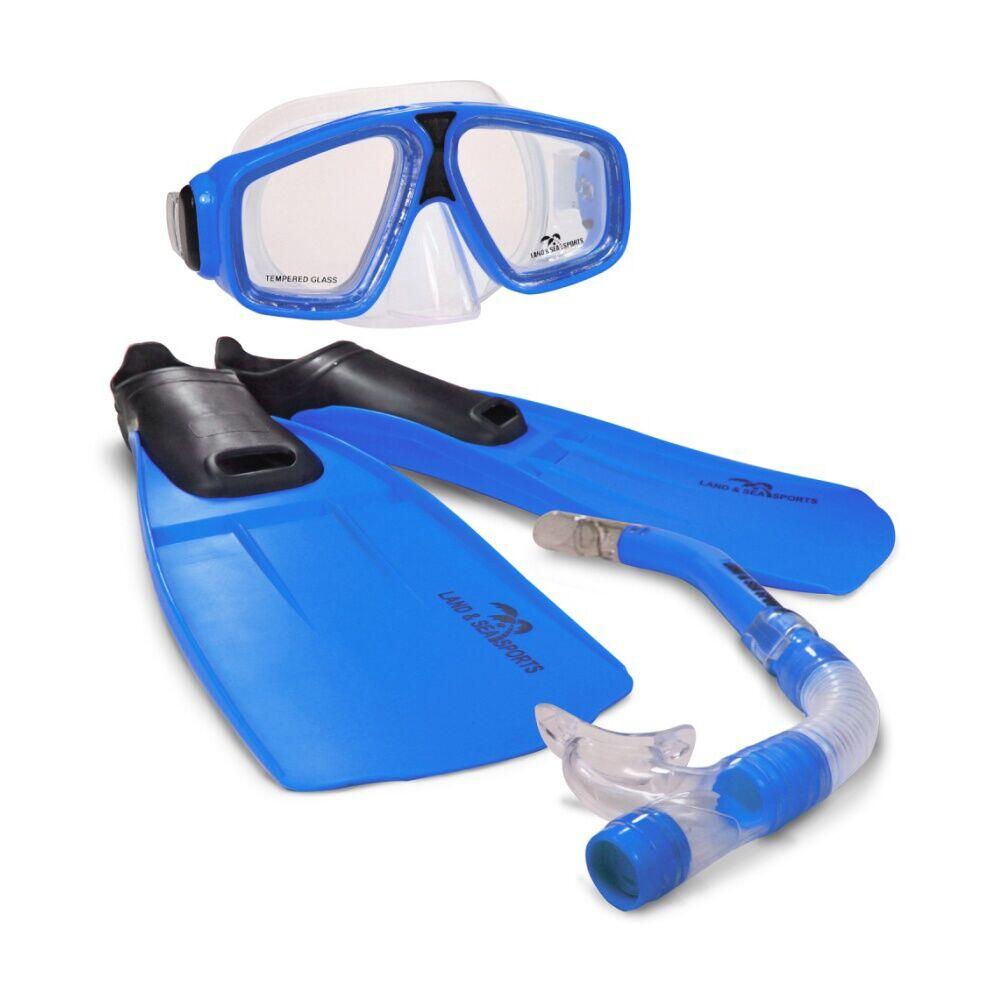 Land & Sea Sports Adventurer MSF Snorkelling Set W/ Fins Goggle Blue
