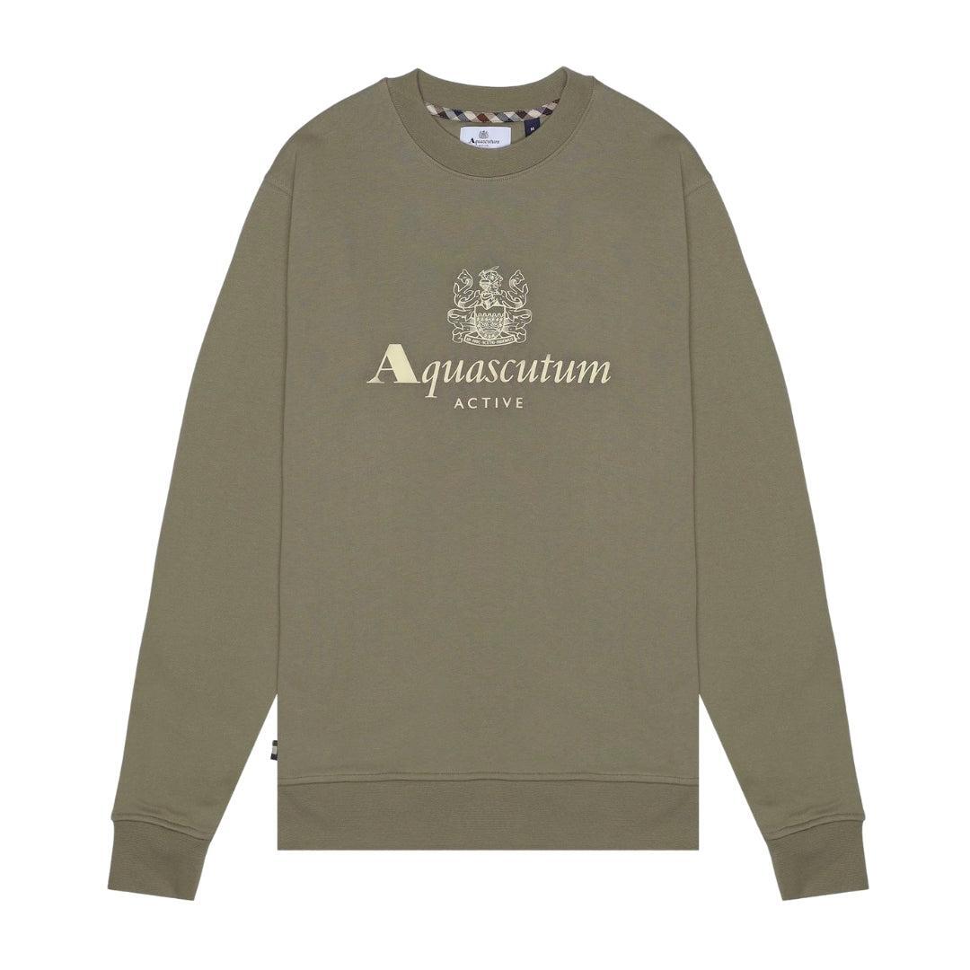 Aquascutum Mens Big Logo Crew Neck Active Sweatshirt