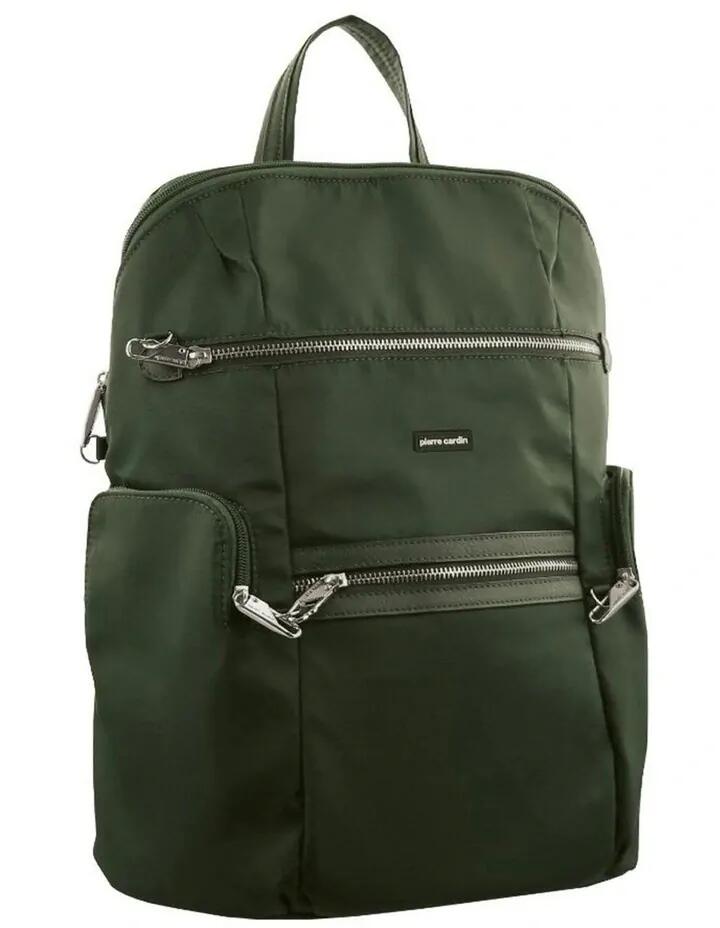 Pierre Cardin Nylon RFID Anti Theft Slash Proof Travel Backpack Bag - Olive