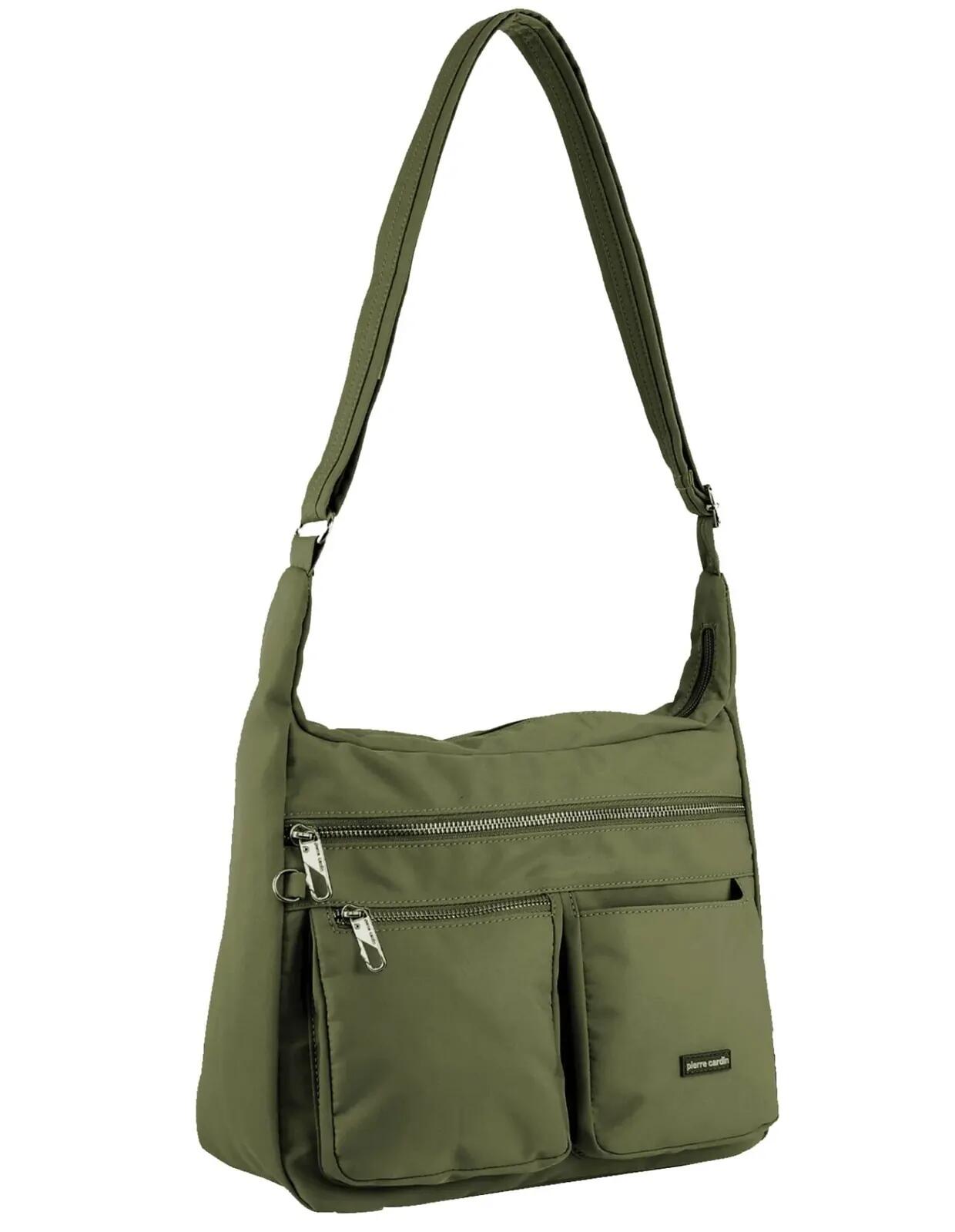 Pierre Cardin Anti-Theft Cross Body Bag RFID Slash Proof Travel - Olive