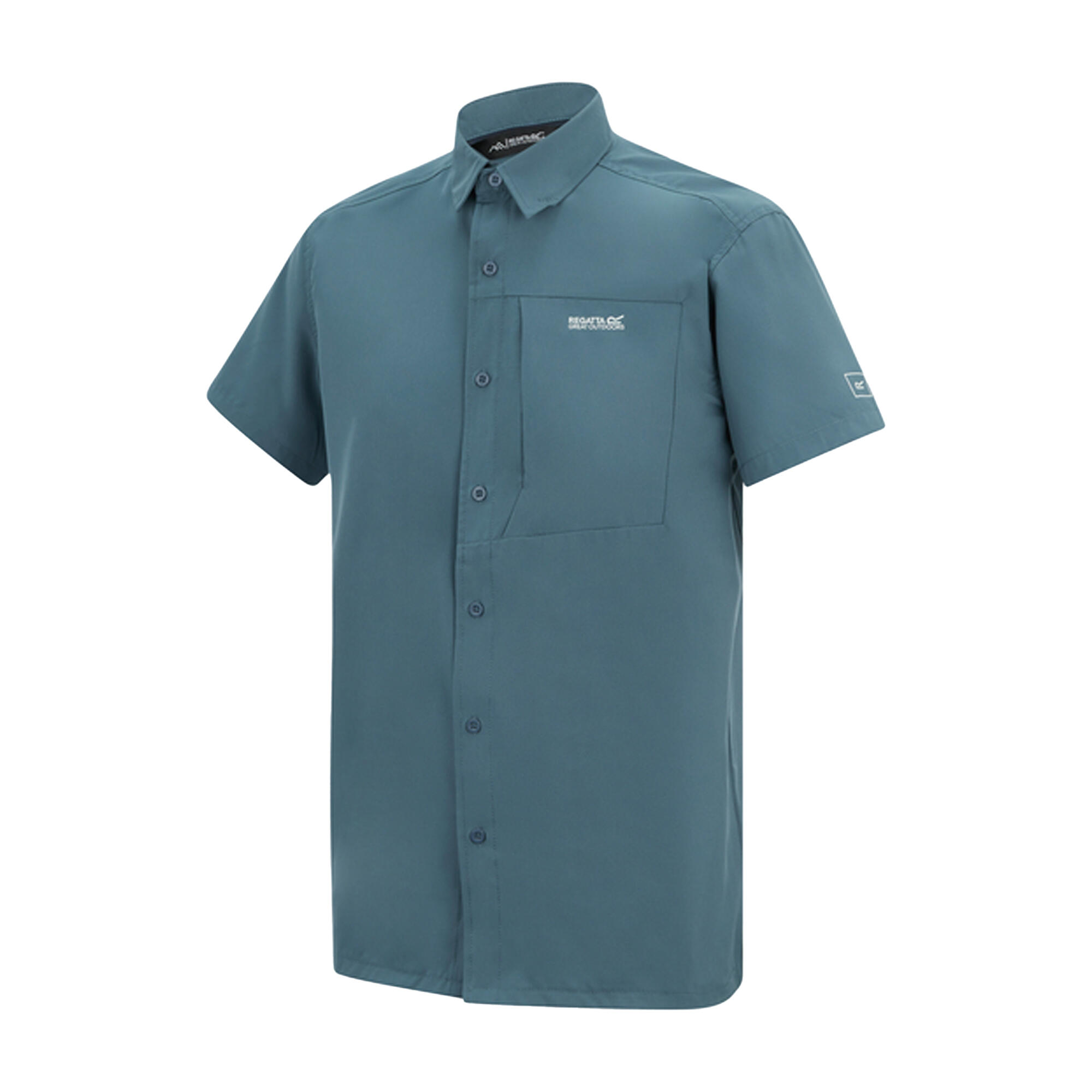 Mens Insect Repellent ShortSleeved Travel Shirt (China Blue) 3/5