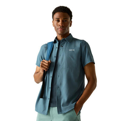 Heren insectenwerend reisshirt met korte mouwen (salie groen)