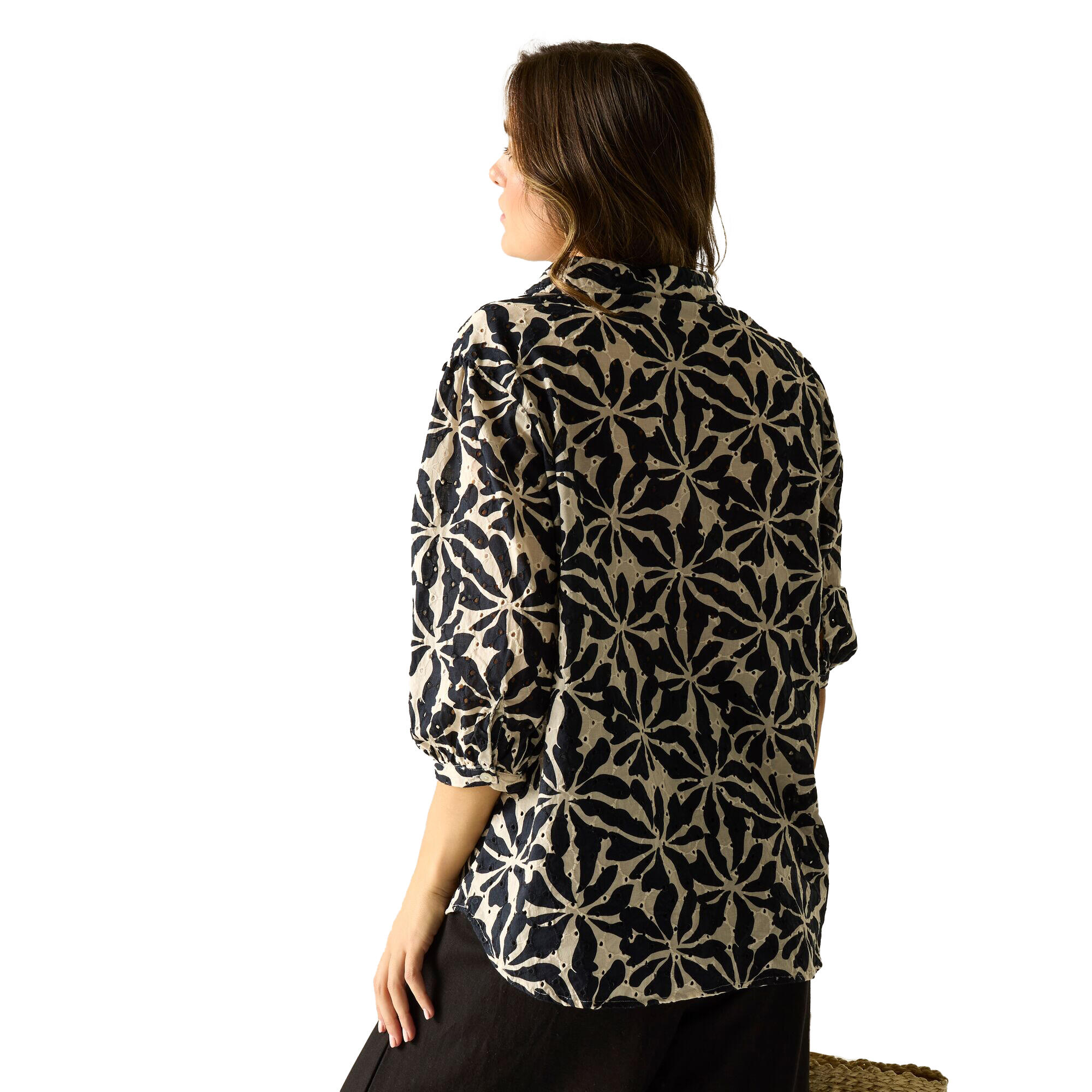 Chemisier Motif/style Floral Abstrait NOFINO Femme (Beige) 4/5