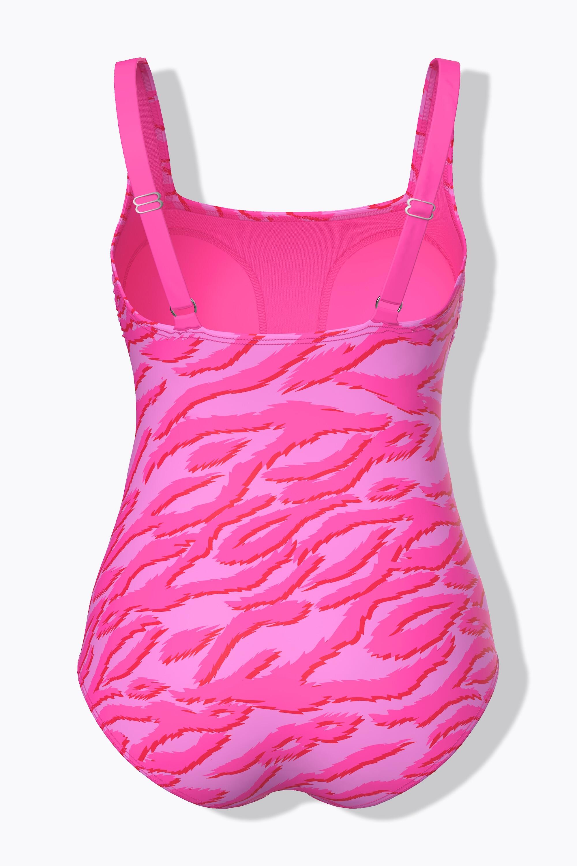 Damen Badeanzug Neon-Tigermuster Softcups Träger verstellbar 7/7