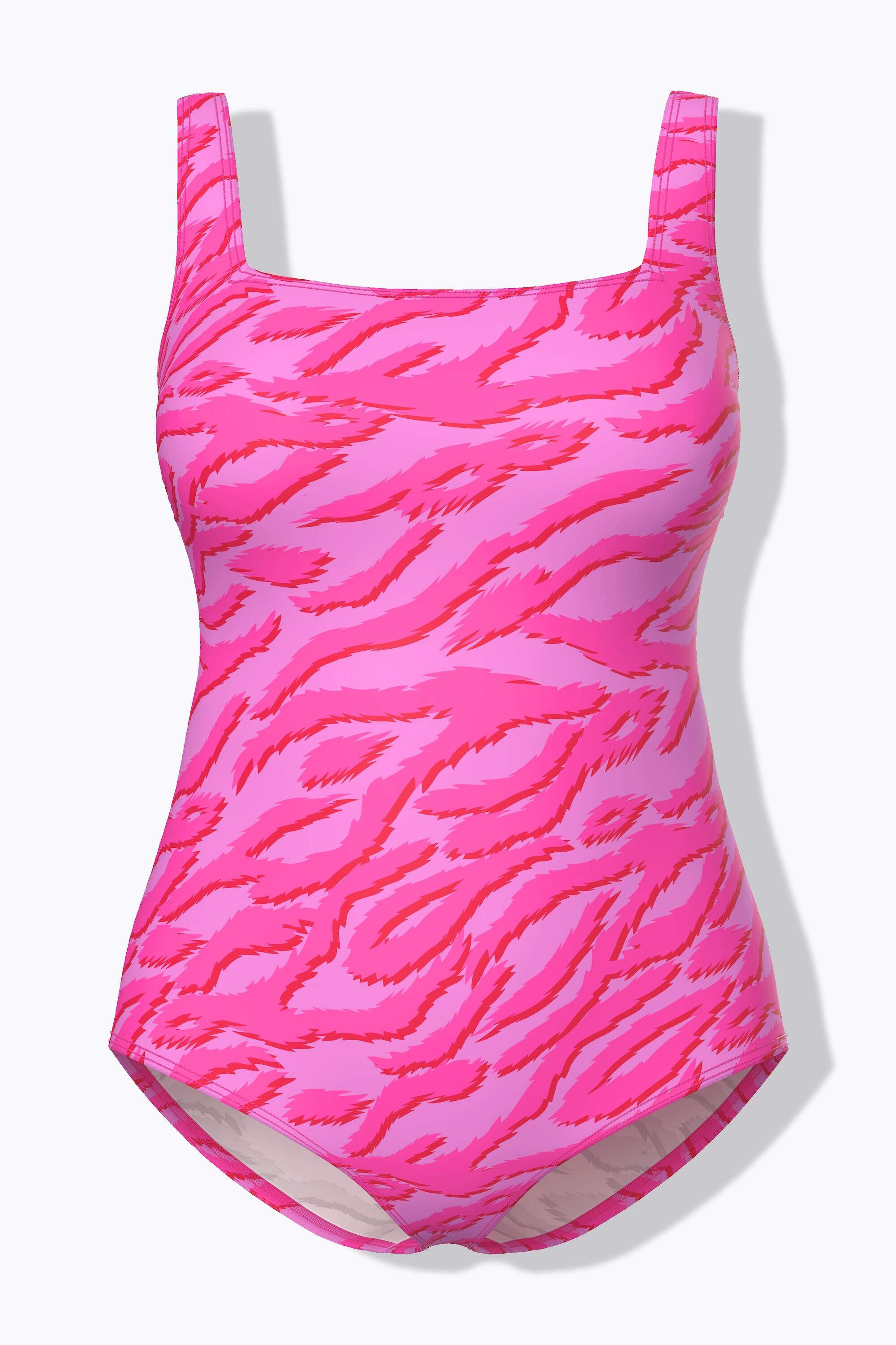 Damen Badeanzug Neon-Tigermuster Softcups Träger verstellbar 6/7
