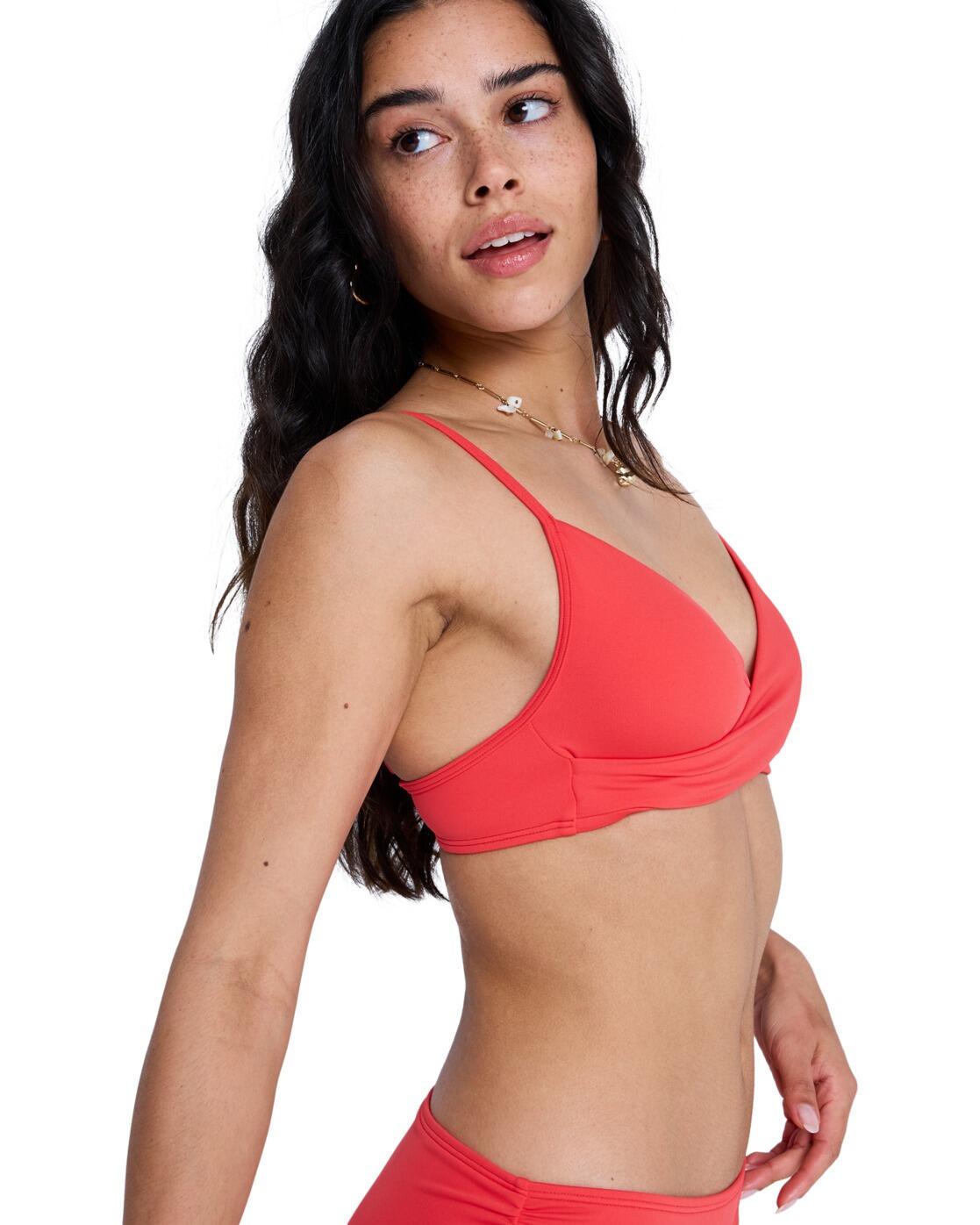 Haut de bikini bralette SOLID ESSENTIALS WRAP BRA Rouge Femme 3/4